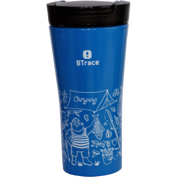 Термос-кружка BTRACE синий/рис.рыбак 500 мл 406-500T Термос-кружка BTRACE синий/рис.рыбак 500 мл 406-500T